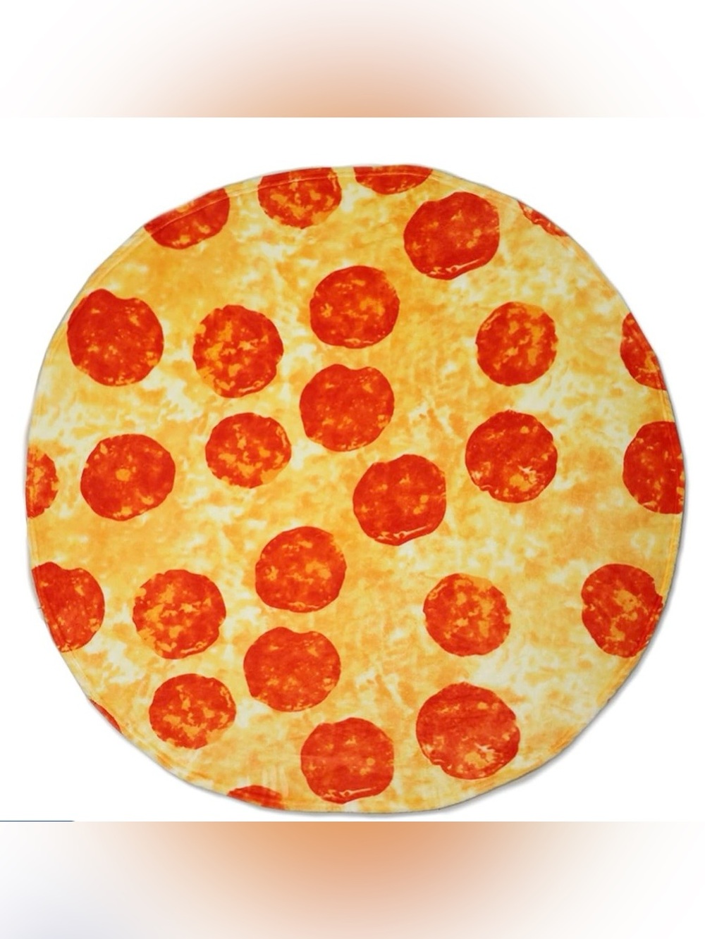 Pepperoni Pizza Round Flannel Throw Blanket - Fun Orange and Yellow Design